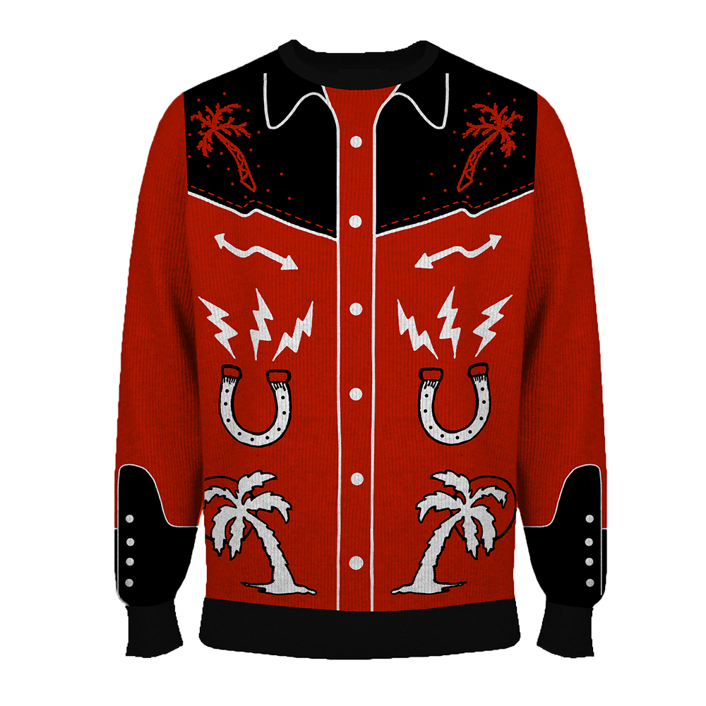 Electric Palm Tree Xmas Sweater Front
